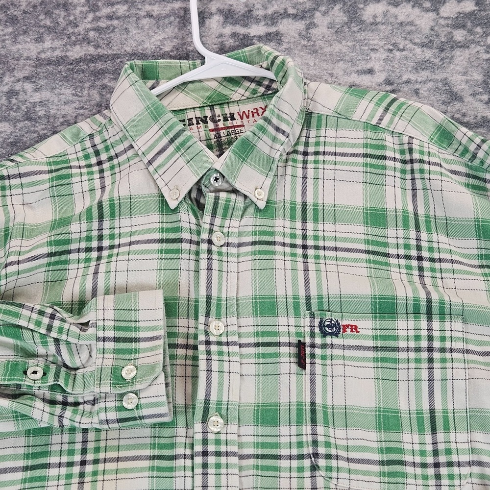 Cinch FR WRX Shirt HRC2 Flame Resistant Green Plaid Long Sleeve Work Mens XXL